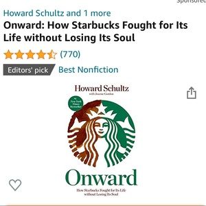 Onward by Howard Schultz hardcover- Starbucks book